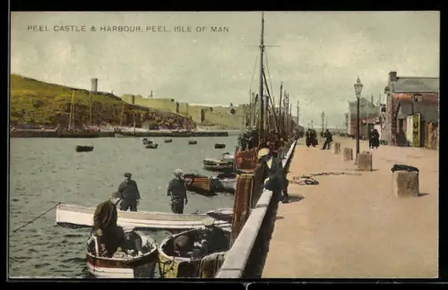 AK Isle of Man, Peel Castle and Harbour Peel, British Empire Exhibition