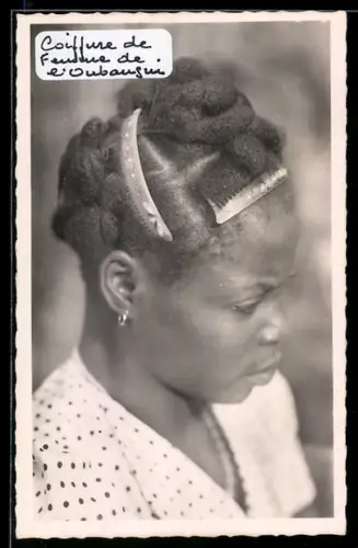 AK Bangui, Coiffure de Femme de l`Oubangui, Friseur, afrikanische Volkstypen