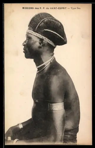 AK Markante Frisur eines afrikanischen Mannes, Type Fan, Friseur, afrikanische Volkstypen