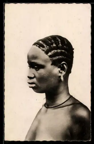 AK Cote d`Ivoire, Jeune Wobé, Flechtfrisur einer afrikanischen Frau, Friseur, afrikanische Volkstypen