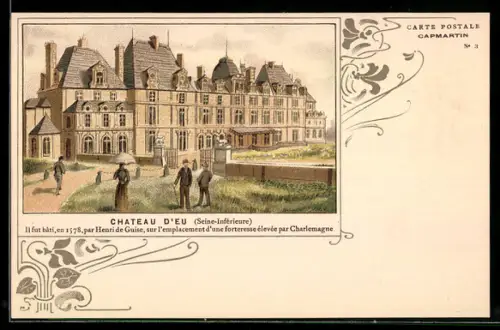 Lithographie Eu, Le Chateau d`Eu, Anti-Alkohol