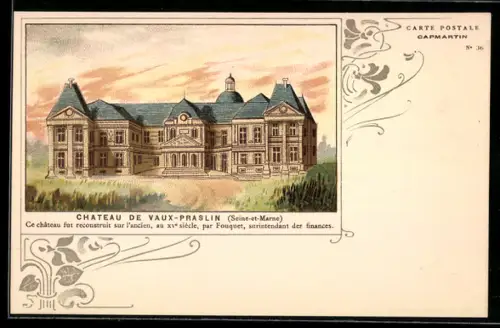 Lithographie Vaux-Praslin, Le Chateau de Vaux-Praslin, Anti-Alkohol