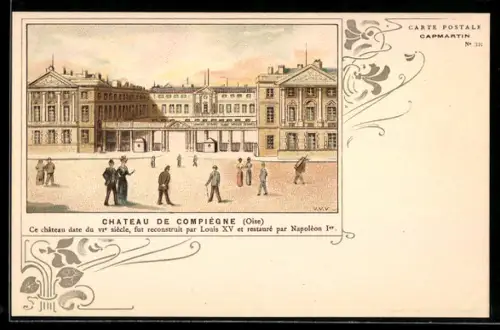 Lithographie Compiègne, Le Chateau de Compiègne, Anti-Alkohol