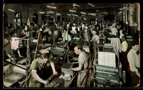 AK Washington D.C., Bureau of Engraving and Printing, Workers Printing U. S. Currency, Geld