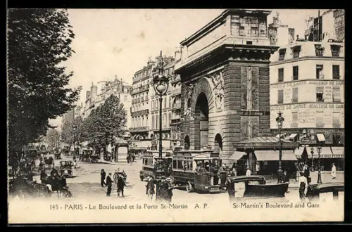 AK Paris, Le Boulevard et la Porte Saint-Martin