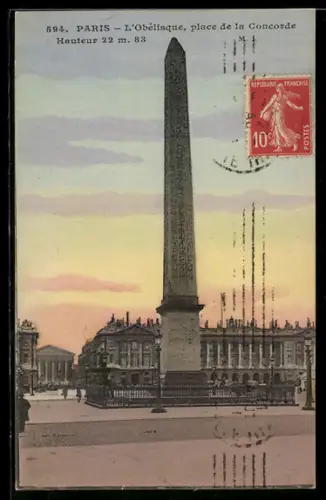 AK Paris, Place de la Concorde, L`Obélisque