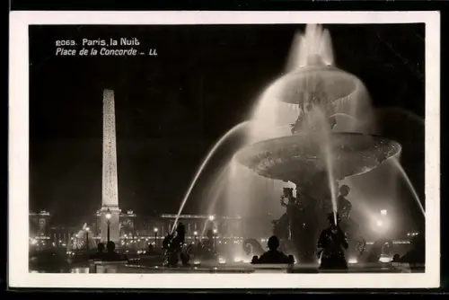 AK Paris, Place de la Concorde, La Nuit
