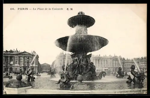 AK Paris, Place de la Concorde, Les Fontaines