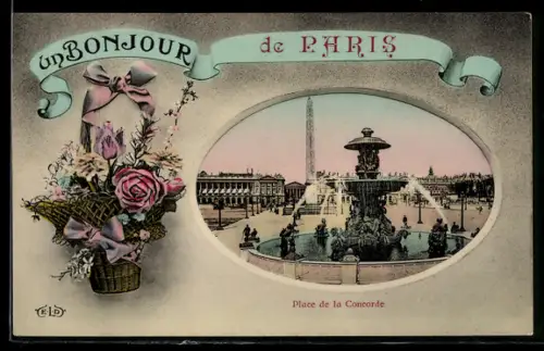 AK Paris, Place de la Concorde, Les Fontaines et l`Obélisque