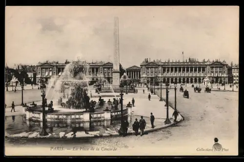 AK Paris, La Place de la Concorde, Fontaine
