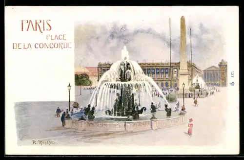 Künstler-AK Paris I, Place de la Concorde