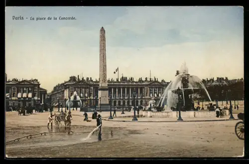 AK Paris, Place de la Concorde, L`Obélisque et les Fontaines