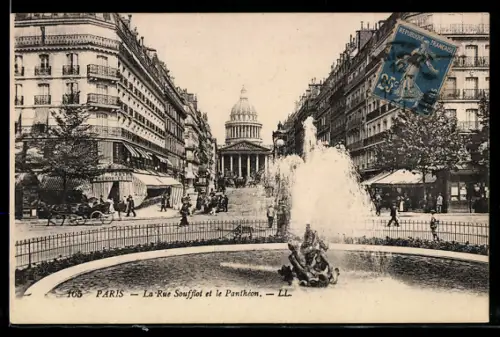 AK Paris, Le Panthéon et la Rue Soufflot