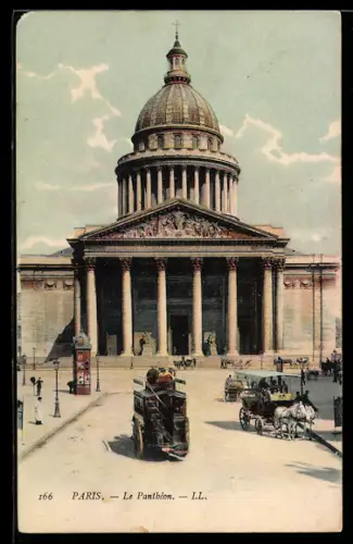 AK Paris, Le Panthéon, Ansicht mit Kutschen