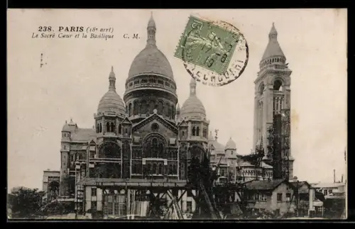 AK Paris, Sacré-Coeur de Montmartre et la Basilique
