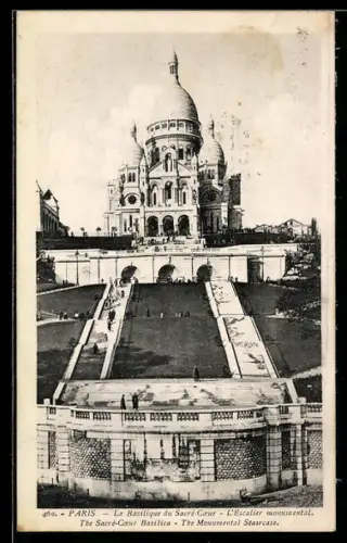 AK Paris, La Basilique du Sacré-Coeur de Montmartre, L`Escalier monumental