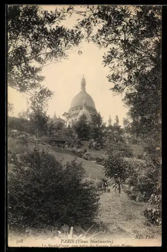 AK Paris, Sacré-Coeur de Montmartre vue prise du Square Saint-Pierre
