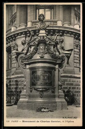 AK Paris, Opéra Garnier, Monument de Charles Garnier, à l`Opéra
