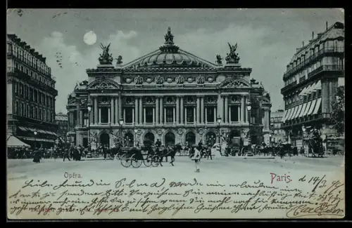 Mondschein-AK Paris, Opéra Garnier