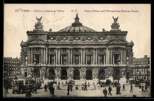 AK Paris, Opéra Garnier et Station du Métro