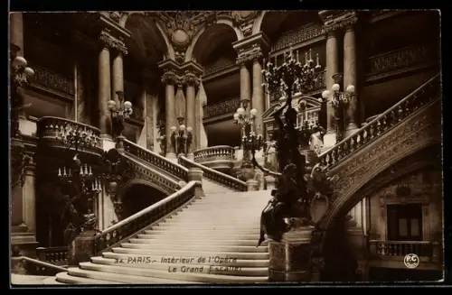 AK Paris, Interieur de l`Opéra, Le Grand Escalier