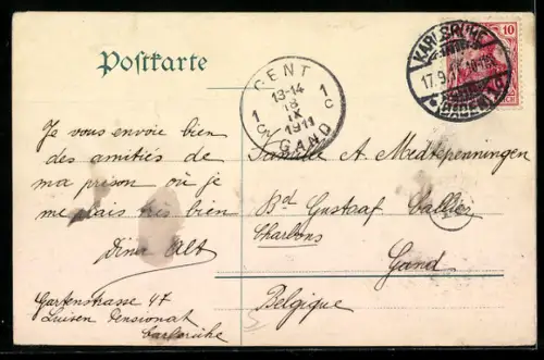 AK Karlsruhe, Rhein-Hafen, Schleppkahn