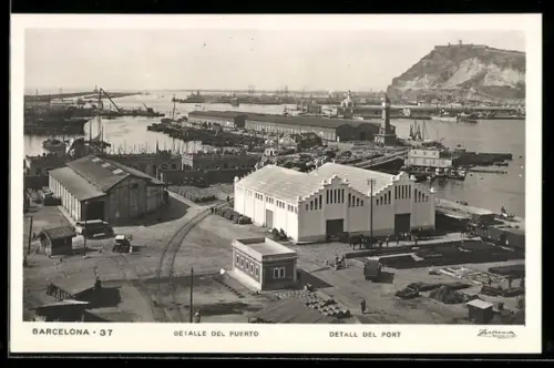 AK Barcelona, Detail vom Hafen
