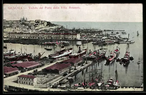 AK Genova, Veduta del Porto dalla Villa Rosazza, Hafen