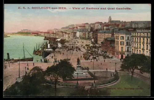 AK Boulogne-sur-Mer, View of Harbour and Quai Gambetta