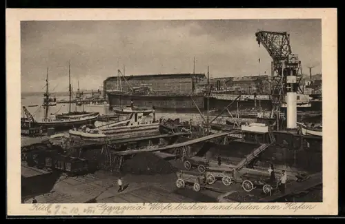 AK Kiel, Das Löschen und Laden in der Germaniawerft