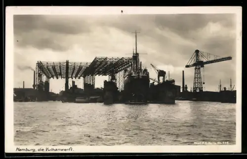 AK Hamburg, Vulkanwerft, Hafen