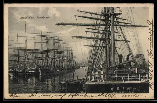 AK Hamburg, Indiahafen, Segelschiffe