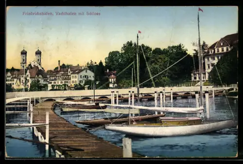 AK Friedrichshafen, Yachthafen mit Schloss, Segelboote