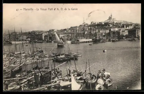 AK Marseille, Le Vieux Port et N. D. de. la Garde