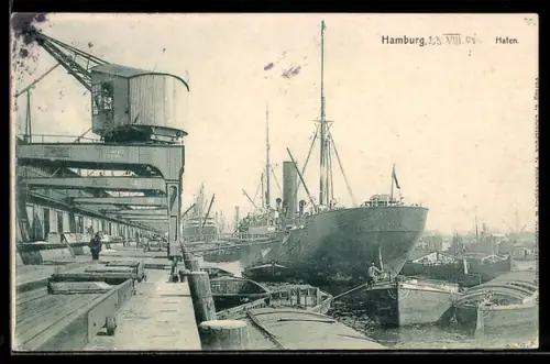 AK Hamburg, Hafen mit Dampfer Akaba