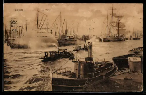 AK Hamburg, Elbe bei St. Pauli, Hafen