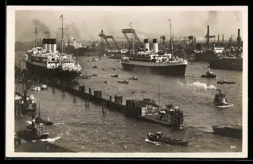 AK Hamburg, Passagierschiff Monte Sarmiento bei der Ausreise