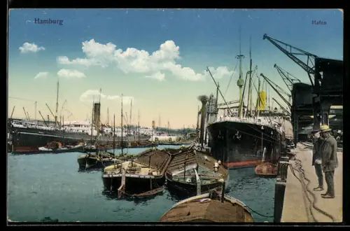 AK Hamburg, Hafen, Dampfer, Boote