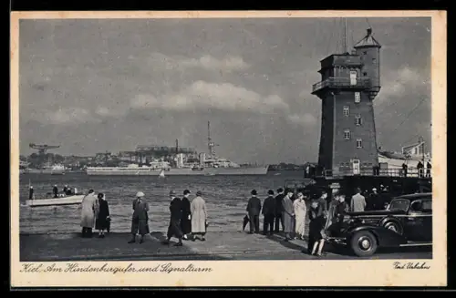 AK Kiel, Hafen mit Hindenburgufer und Signalturm