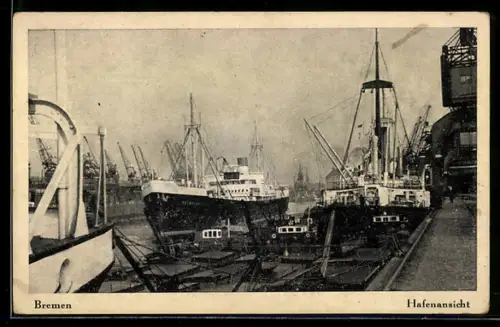 AK Bremen, Hafenansicht