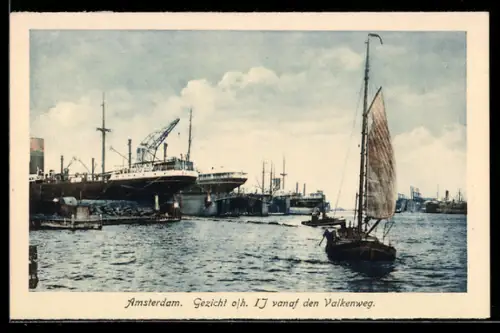 AK Amsterdam, Gezicht o. h. vanaf den Valkenweg, Hafen