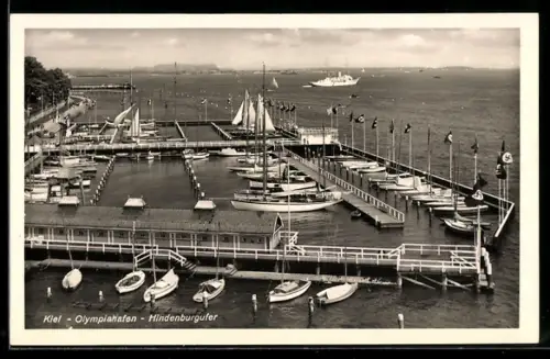 AK Kiel, Olympiahafen, Hindenburgufer aus der Vogelschau, n