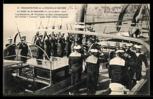 AK St-Nazaire, Port, Inauguration de la Novelle Entrée 1907, Les Ministres, Mr Thomson en tete