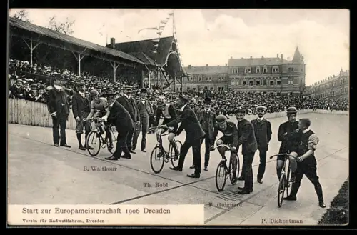 AK Dresden, Fahrrad-Europameisterschaft in der Neubertstrasse 1906