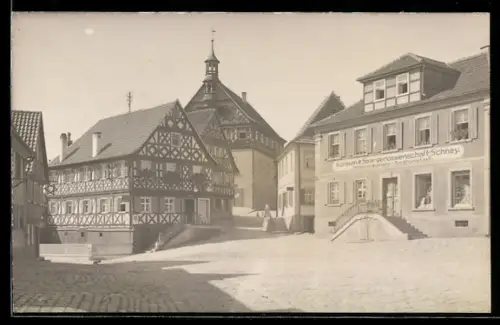 Foto-AK Burgkunstadt, Ortspartie mit Spargenossenschaft Schney