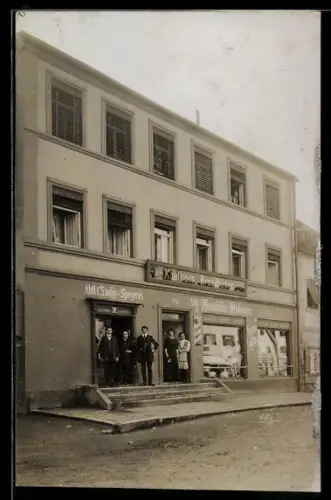 Foto-AK Aidenbach, Kaufhaus Brandhuber von der Strasse aus