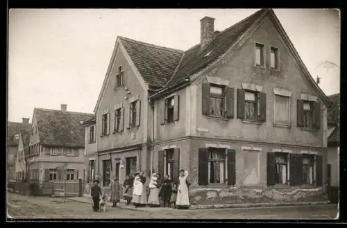 Foto-AK Lechhausen /Augsburg, Haus in der Aspernstrasse 32 Ecke II. Querstrasse 1910