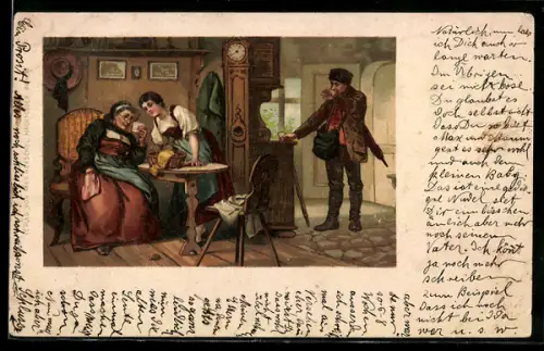 AK Alte Dame liest einen Brief