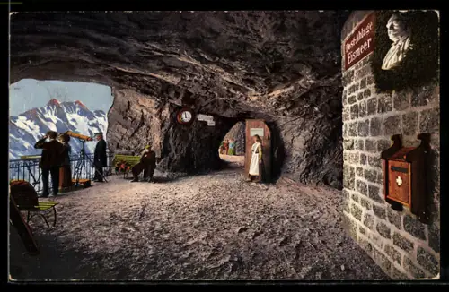 AK Postablage in einer Höhle im Eismeer