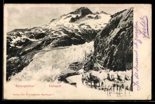 AK Postkutsche am Rhonegletscher